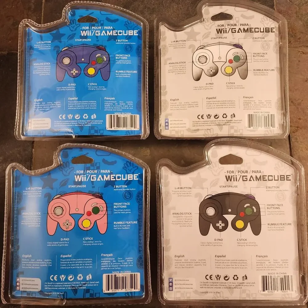 4 Gamecube Controllers - 4 Colors Bundle (NEW) Pink Black Blue Silver - Nintendo